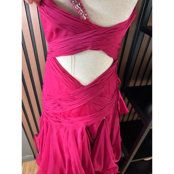 David’s bridal size 1/2 fusia dress y2k long train prom or homecoming - Picture 5 of 9